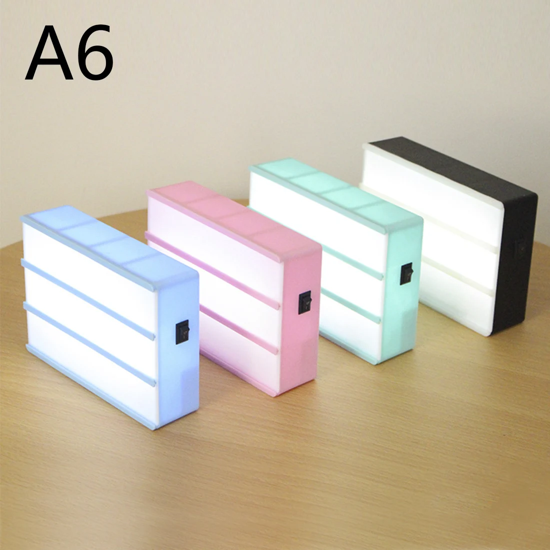 Светодиодный светильник, коробка с буквами, DIY светильник, коробка с черными буквами, комбинированный ночной Светильник A4/A6, белый, розовый, черный, питание от USB, лампа в стиле кино
