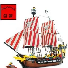 qimeng 308 сборный пиратский корабль блок Longan пластиковые заговоры вставки детская игрушка пиратский король детские игрушки