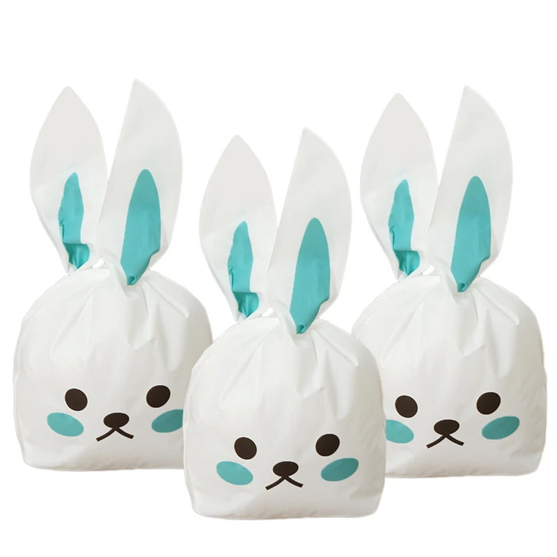  50pcs Cute Long Bunny Rabbit Ears Gift Bag Easter Candy Gift Set Plastic Party Favors Cookie Snack  - 32860358922
