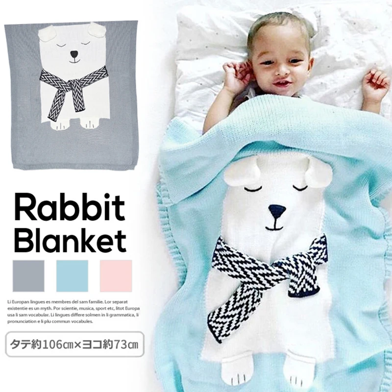 

Baby Blanket White bear Animals Pattern Blanket Soft Warm Wool Swaddle Kids Bath Towel Play Mat Infant stroller blankets