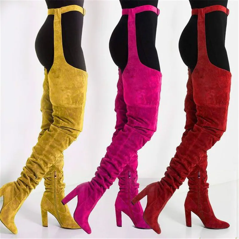 belted thigh high boots plus size