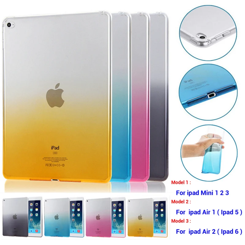 Прозрачный чехол для IPad Air 1 2 силиконовая Мягкая задняя крышка градиентный цвет
