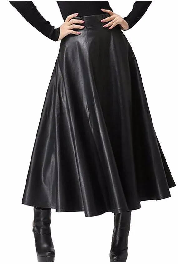 JOYINPARTYFashion Женская юбка из искусственной кожи, Женская юбка макси с высокой талией, Женская юбка с высокой талией