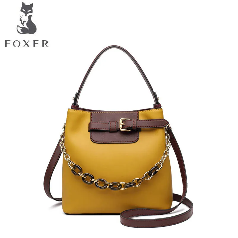 

FOXER Bags for women 2019 new women leather bag handbag bag designer Luxury fashion yellow handbags women leather shoulder bag