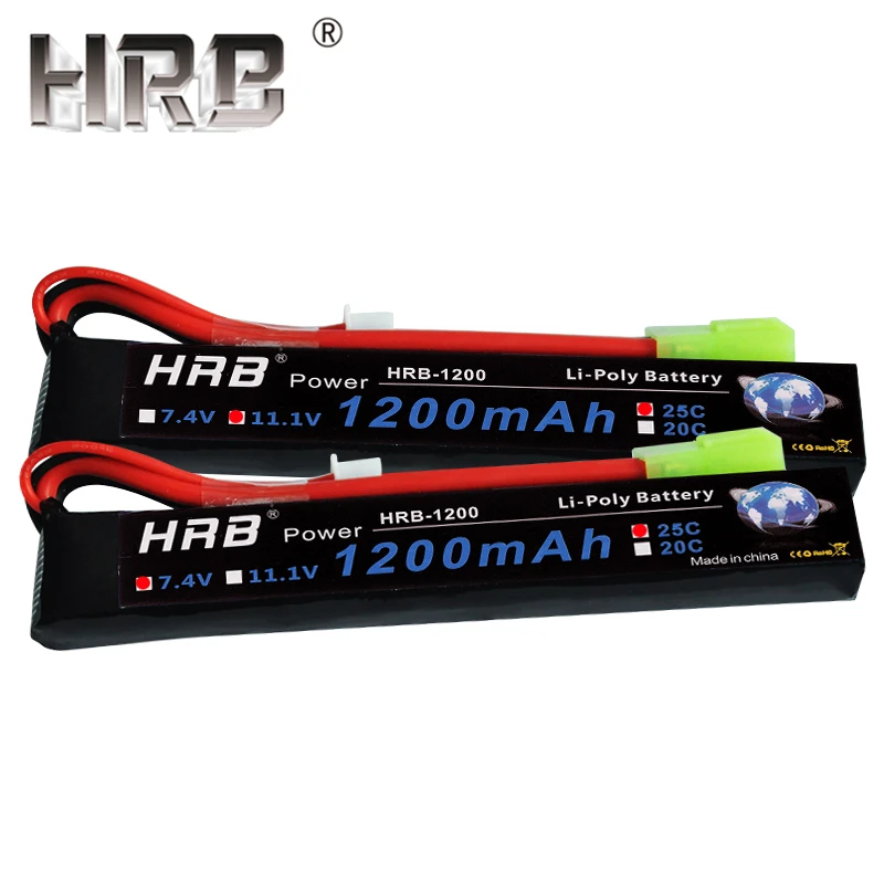 HRB 1200mAh 7,4 V 11,1 V 25C Lipo аккумулятор 3S 2S Tamiya женский Акку для водяного страйкбола пистолет игрушки RC части BB Воздушный пистолет перезаряжаемый