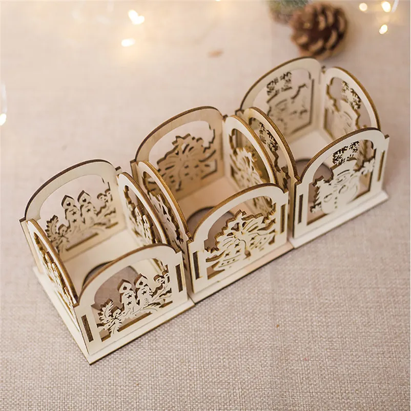 NEW HOT NEW Christmas Creative Gifts Decoration Mini Wooden Candlestick Home Decoration Holiday Christmas Hang 3N27 (6)
