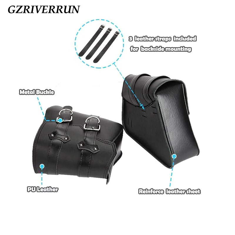 Gzriverrun ПУ кожа Saddlebag для Harley Davidson Sportster XL 883 1200 черный 2 шт. мотоциклетные Чемодан инструмент стороны сумка