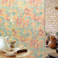 Витражная плёнка на стекла, окна, винтажная живопись, самоклеющиеся, для спальни, гостиной, декоративные наклейки на окна, Туалетная пленка 200 см