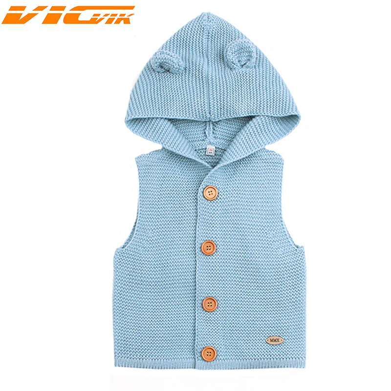 Newborn Baby Girls Boys Sweaters Cartoon Bear Cardigans Sleeveless Kids Coats Acrylic Knit