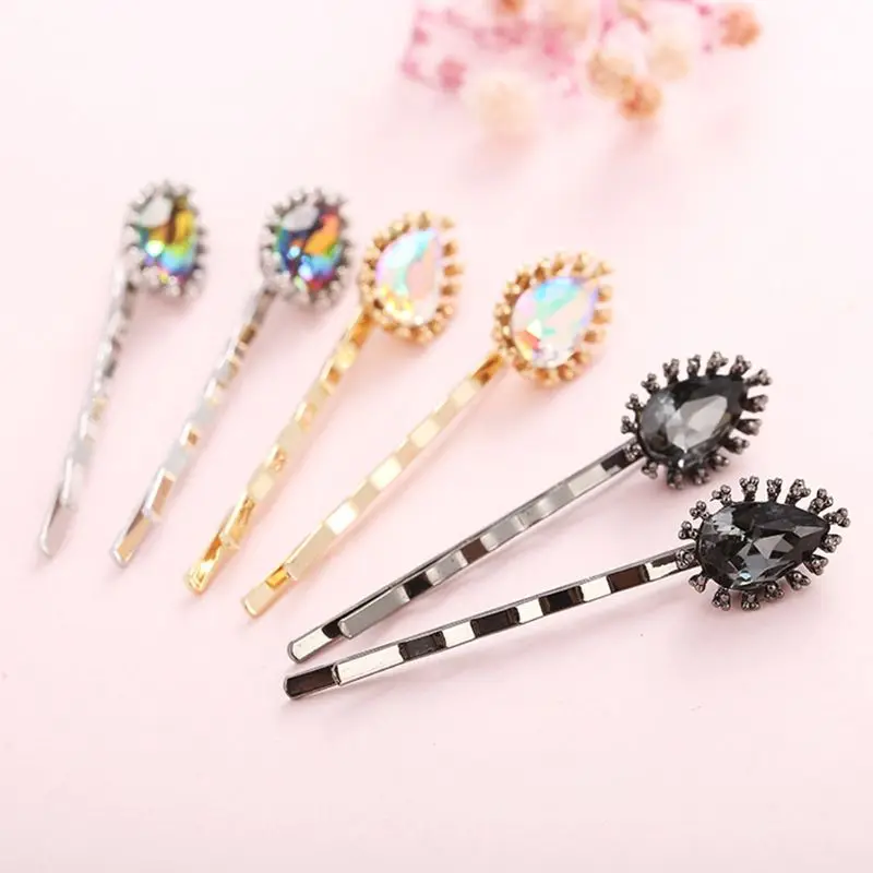

Luxury Retro Imitation Crystal Diamond Hairpin Ladies Metallic Rainbow Colored Glitter Jewelry Hair Clip Luxury Styling Barrette