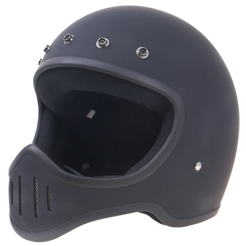 MOTO-4 стиль 5pin buckel дизайн мотоциклетный шлем дизайн для винтажный Байк всадников DOT ECE утвержденный защитный шлем - Цвет: MAT BLACK