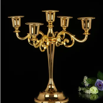 

27 Cm Metal Candlestick 3 Colors Silver / Gold / Bronze / 3 Arms / 5 Arms Candlestick Wedding Dinner Decoration Candlestick