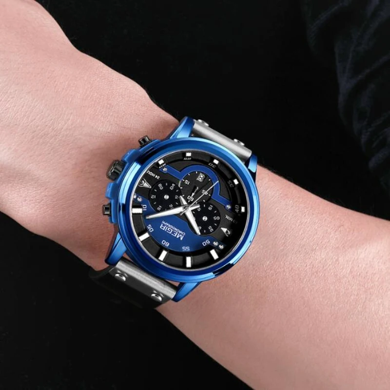 Reloj Hombre MEGIR модные спортивные часы мужские лучший бренд класса люкс Хронограф