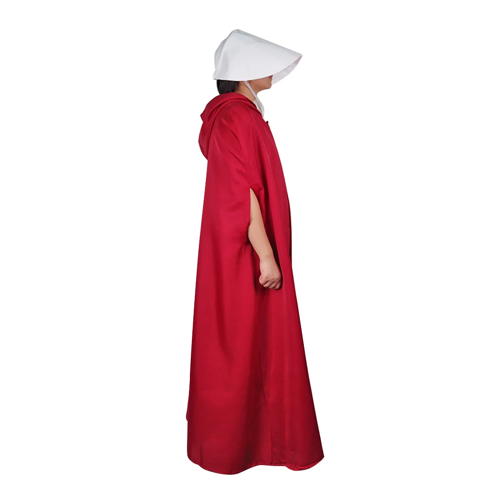 The Handmaid's Tale Cosplay Offred Costume Long Dresses Cloak Halloween Carnival Women Red Cape Hat Bag Full Set Christmas Gowns