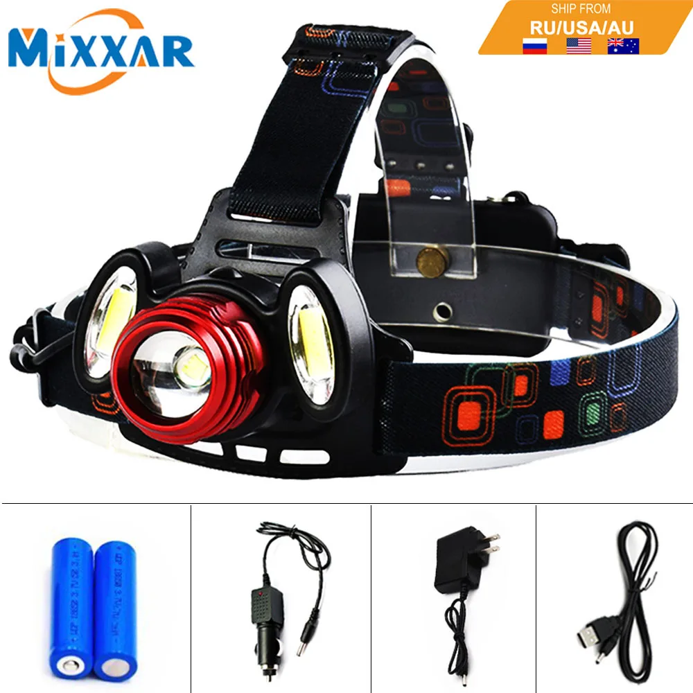 

EZK20 8000LM T6+2COB Rechargeable LED Headlamp Headlight Zoomable Head Torch with USB Charger Cable for Fishing Camping