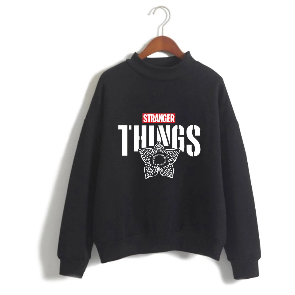 

2019 New 2D print Science fiction drama Stranger Things Women/Men Clothes Turtlenecks Long Sleeve High collar sweatshirt