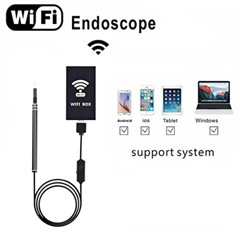 Wi Fi Ear Otoscope Инспекционная камера USB Cleaning Endoscope с 6 светодио дный ами для удаления