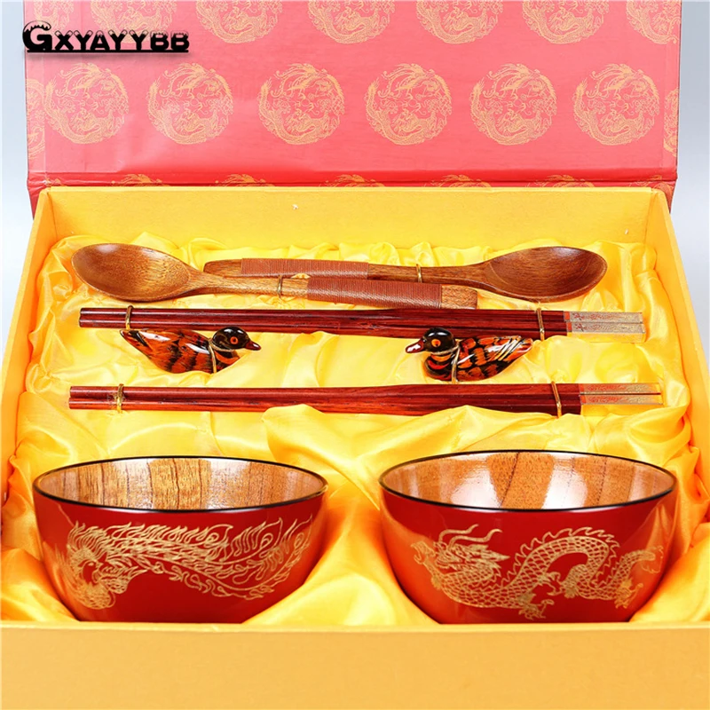 

8 Pcs/Set High-grade wooden tableware Cutlery Set Dinnerware Set With Wooden Handle Kitchen Gifts Tableware Set of dishes H663