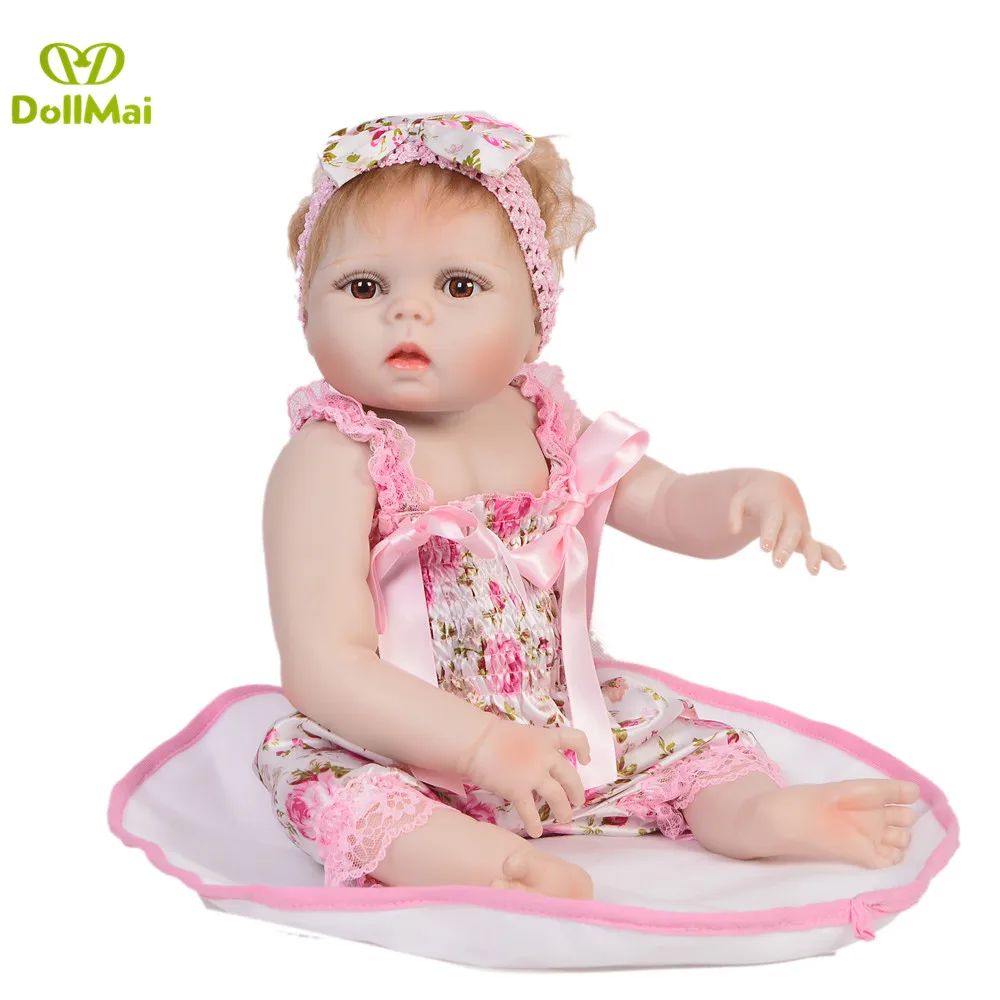 

22 Inch Fashion Newborn Doll Full Silicone Body Lifelike Reborn Baby Dolls 55cm Alive Reborn bebes Boneca For Kids Birthday gift