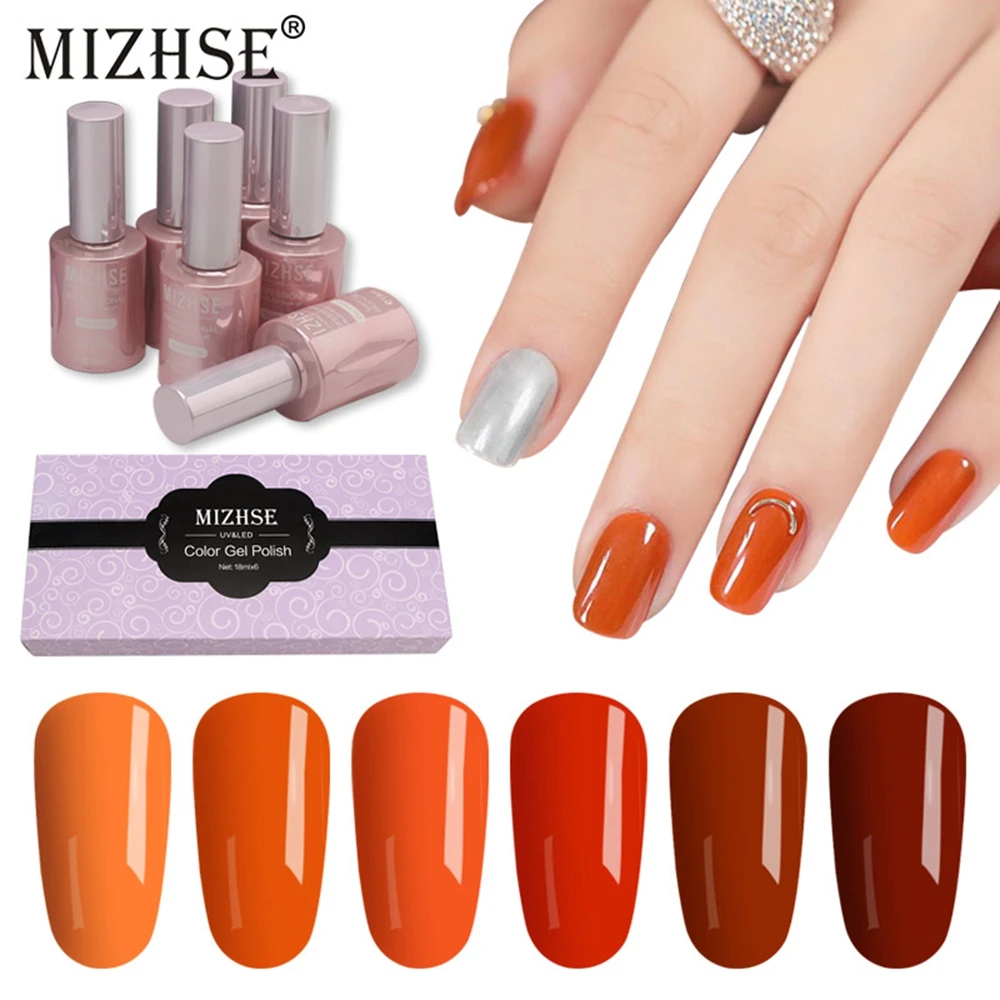 MIZHSE 18ml Lamp Nail Gel Polish UV Resin Colors 6pcs Vegan Primer UV Gel Builder Poly Gel Set
