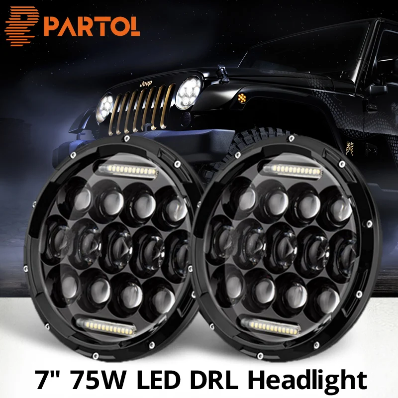 Partol 7 &quot75 Вт светодиодные DRL фары Автомобильные дальнего и ближнего света H4 H13 12v