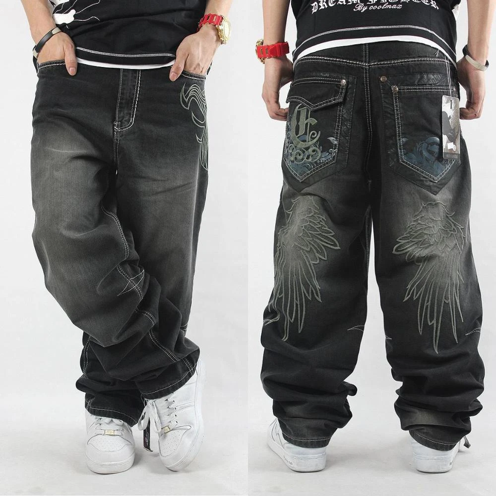 vaqueros de estilo Hip Hop para hombre, pantalón baile callejero, con bordado de flores, talla grande|jeans hiphop|brand jeansfashion brand jeans - AliExpress