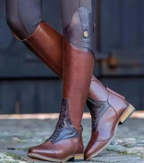 

Round Toe Mid-Calf Women Cowboy Boots Low Square Heel Gothic Long Boots Leisure Mixed Colors Winter Shoes