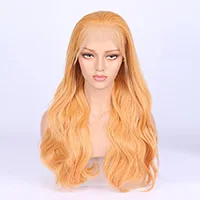 DOROSY волосы парик цвет кружева спереди с Детские волосы длинные волнистые синтетические парики для женщин - Цвет: Оранжевый