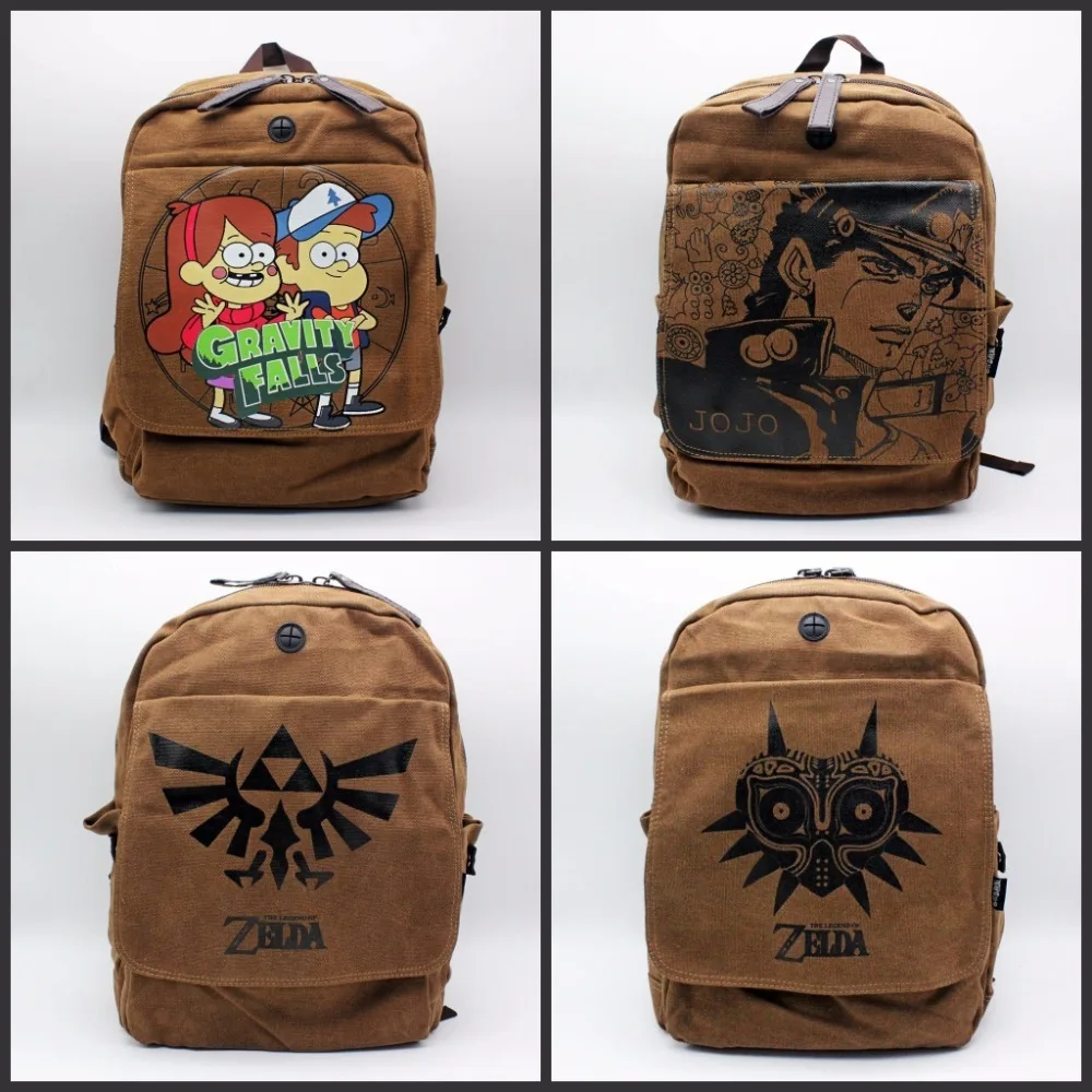 

anime Gravity Falls The Legend of Zelda JOJO'S BIZARRE ADVENTURE Backpack Canvas men women bag School Bag Travel bag 5 style