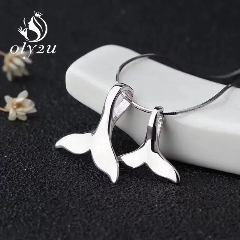 

Oly2u Whale Double Tails Fish Charm Women Necklace Mermaid Tail Silver Women Necklaces Jewelery Collier collare