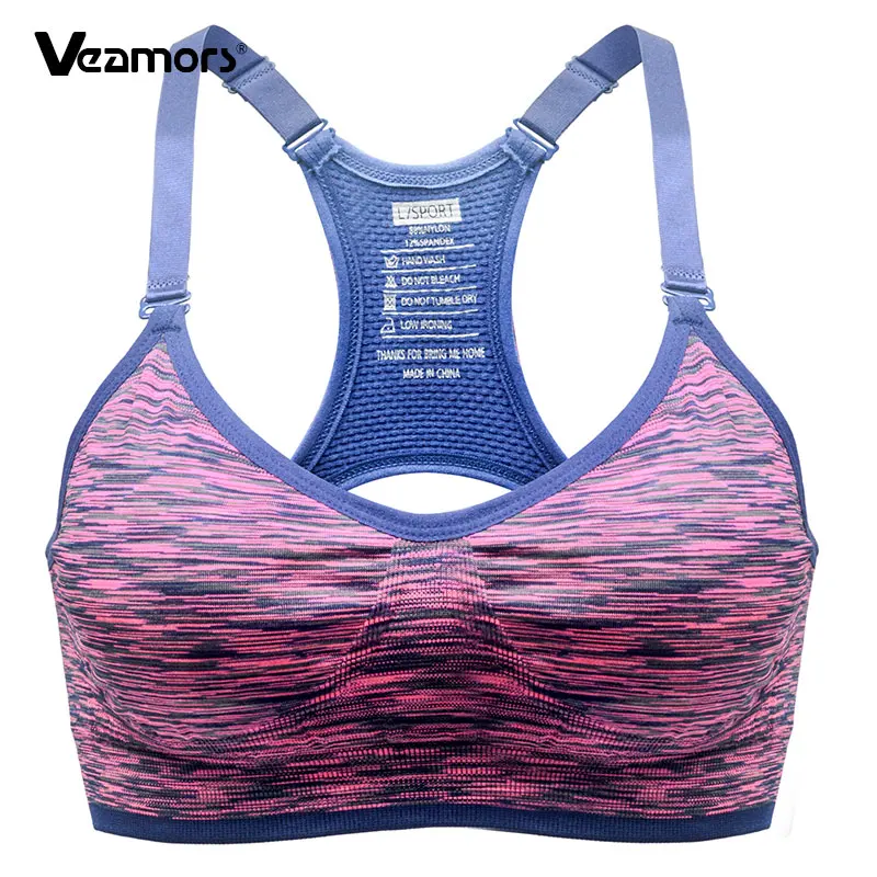 

VEAMORS Women's Adjustable Straps Professional Push up Bra Fast absorption Sweat Seamless Top Vest With inner padded Underwear