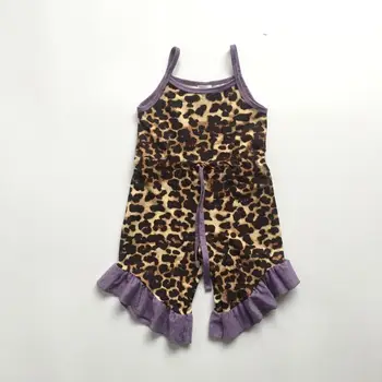 

new arrivals baby girls clothes leopard print romper with purple ruffle baby kid boutique clothing summer romper