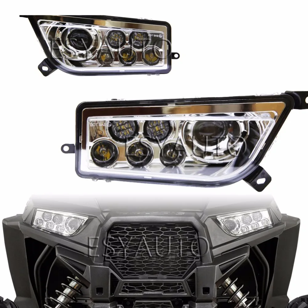 Promotion! 1 set Chrome Auto Accessories ATV/UTV LED Head light kit Headlamp for Polaris Razor Push 1000