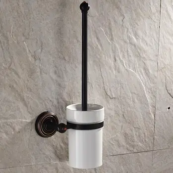 

Black Antique Engraving Pattern Series Bathroom Wall Hanging Brass Ceramic Cup Toilet Brush, Bathroom Hardware Accessories