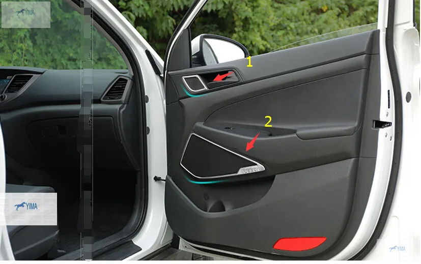 Lapetus Нержавеющая сталь двери автомобиля для съемки крупным планом+ низ Динамик рамка Обложка отделка, пригодный для hyundai Tucson интерьер комплект