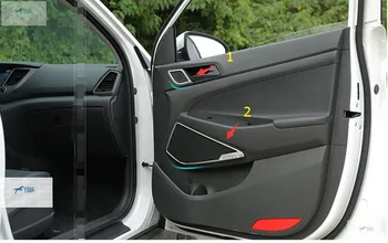 

Lapetus Inner Car Door Up + Bottom Speaker Frame Cover Trim Fit For Hyundai Tucson 2016 - 2020 Interior Kit Stainless Steel
