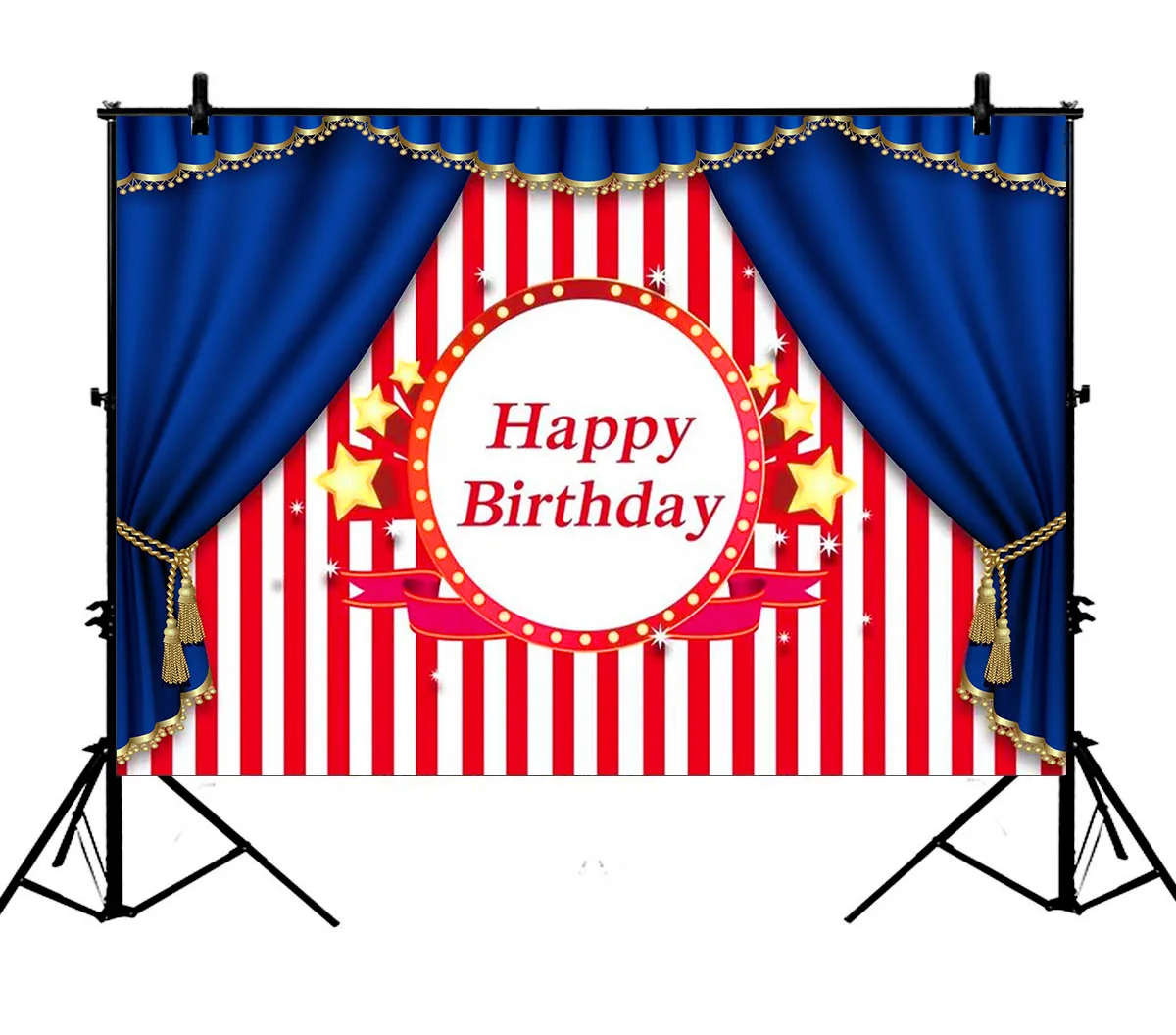 

5x7ft Happy Birthday Stripes Curtain Party Decoration Banner Polyester Photo Background Portrait Backdrop