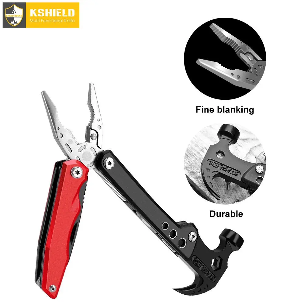 

KSHIELD Hammer Folding Pliers Wire Stripper Cable Cutter Outdoor Camping Survival Multifunctional Knife Rescue Tool Marteau