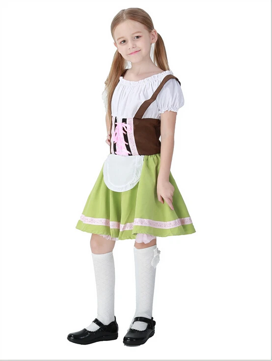; детское пиво oktoberfest костюм нарядное платье Heidi Пособия по немецкому языку Детский костюм разносчицы пива баварском платье с узким лифом и широкой юбкой