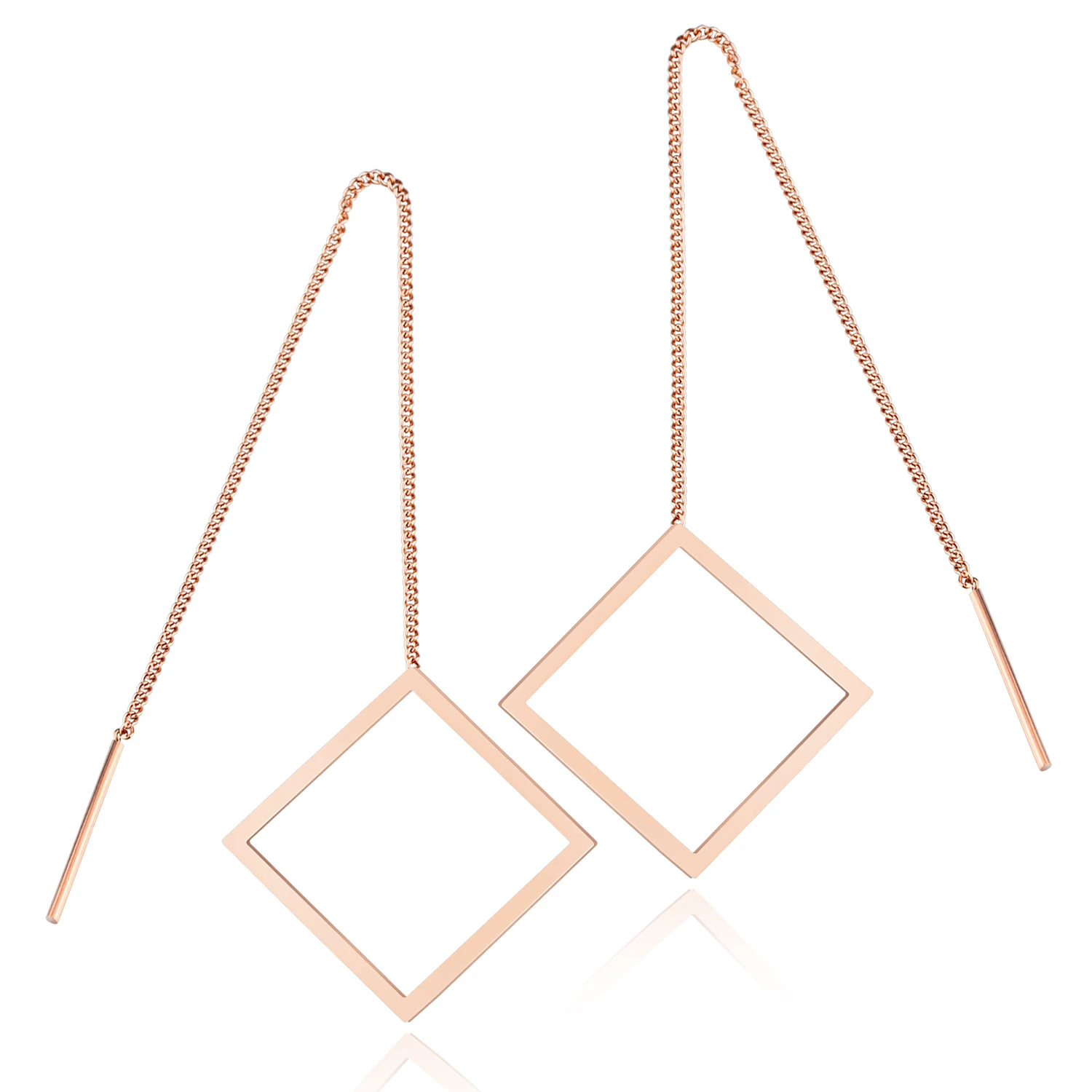 

Long Drop & Dangle Earrings For Women Rose Gold Plated Retor Square Design European Style Trendsetter's Favorite