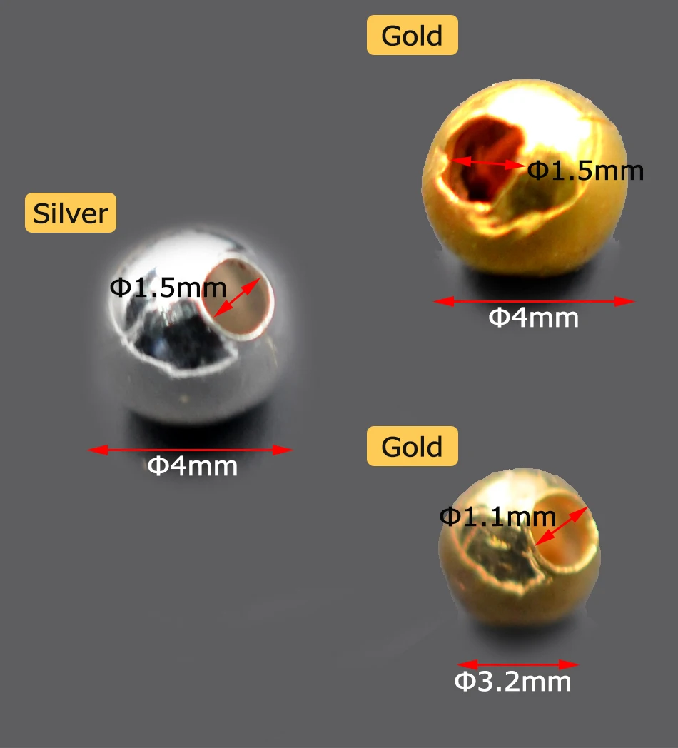 MNFT 200 шт 3,2 мм и 4 мм бусины золотого цвета для завязывания мушек, пластиковые головки бусин/глаза, пресноводные рыболовные приманки, аксессуары