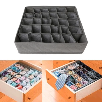 

30 Grids Storage Box Bra Underwear Socks Organizer Flodable Desk Organizer Non-Woven Fabric Drawer Closet