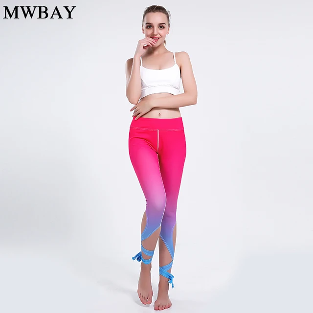 MWBAY New Fitness Sex High Waist Stretched Movement Legging yuga Pants ...
