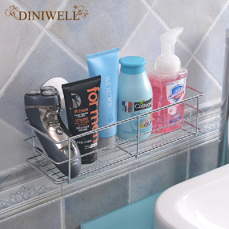 

Metal Wall Mounted Shelf Bathroom Shower Storage Basket Strong Chuck Kitchen Organizer Removable
