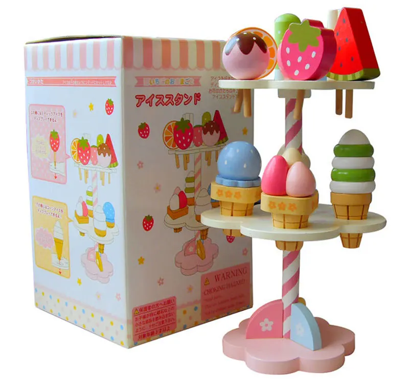 Высокое моделирование Icecream деревянная игрушка набор детский игровой дом кухня модель подарок для детей