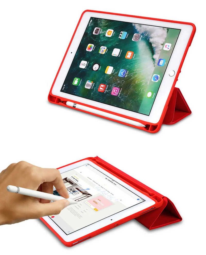 Чехол для iPad Pro 12,9 дюйма с Apple Pencil Holder из искусственной кожи Силиконовый мягкий чехол умный чехол для iPad Pro 12,9 дюйма