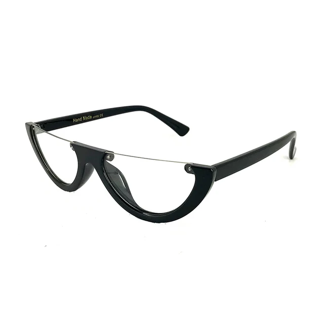 2018 Unique Half Frame Women Cat Eye Sunglasses Brand Designer Fashion Ladies Pink Tint/Clear Lens Shades