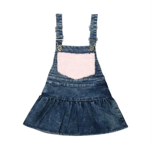 

Girl Dress Toddler Kids Baby Girls Strap Fluffy Pageant Party Denim Summer Sleeveless Dress Sundress