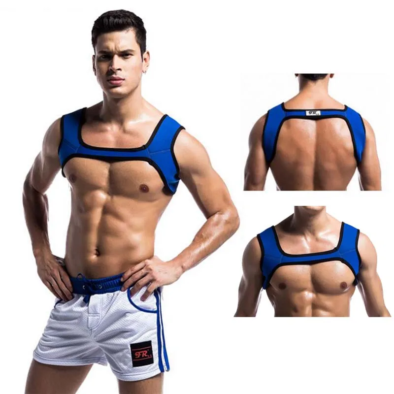 

Hot Man Fitness Essential Gym Bodybuilding Top And Shorts Neoprene Fit Sports Shoulder Strap Strong Muscle Chest Harness