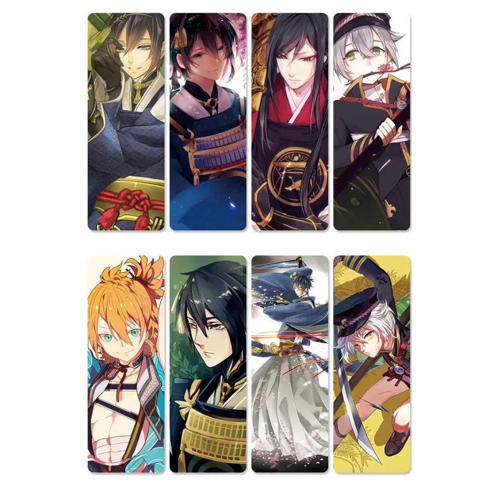 8 шт. Touken Ranbu онлайн аниме книга Знаки Водонепроницаемый прозрачный ПВХ пластиковая Закладка красивая книга Знаки подарок